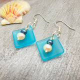 A "Balance of Life" Sea Glass Earrings - Hawaiian Island Lifestyle Mentality, 2 Color Freshwater Pearl Earrings, Sea Glass Jewelry For Women