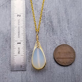 Hawaiian Jewelry Sea Glass Necklace, Gold Braided Moonstone seaglass Necklace, Beach Jewelry Birthday Gift (June Birthstone Jewelry)