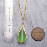 Hawaiian Jewelry Sea Glass Necklace, Gold Braided Peridot Green Necklace, Beach Jewelry Birthday Gift (August Birthstone Jewelry)