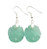 Hawaiian Jewelry Sea Glass Earrings, Aquamarine Twin Sand Dollar Earrings,  Unique Earrings (March Birthstone Jewelry)