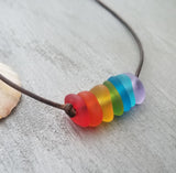 Hawaii is called "Rainbow State", bring home some Hawaii Rainbow with this sea glass "Choker" necklace, (Hawaii Gift Wrapped)