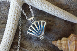 Handmade in Hawaii, Seashell Necklace Hawaii Wish Locket Blue Sea Glass Jewelry, Gift For Girls