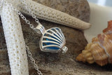 Handmade in Hawaii, Seashell Necklace Hawaii Wish Locket Blue Sea Glass Jewelry, Gift For Girls