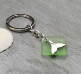 NEW Hawaiian Jewelry Sea Glass Jewelry, Sea Glass  Keychain Unisex Gift, For Men or Women, Peridot Color and Whale Tail Charm