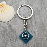 NEW Hawaiian Jewelry Sea Glass Jewelry, Sea Glass  Keychain Unisex Gift, For Men or Women, Teal Color and Wave Charm