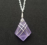 Hawaiian Jewelry Sea Glass Necklace, Wire Cross Necklace "Magical Color Changing" Purple Necklace, Unique Beach Jewelry(February Birthstone)