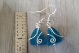 Hawaiian Jewelry Sea Glass Earrings, Wire Wrapped Teal Earrings, Beach Jewelry For Women, Unique Earrings Ocean Sea Glass Jewelry