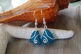 Hawaiian Jewelry Sea Glass Earrings, Wire Wrapped Teal Earrings, Beach Jewelry For Women, Unique Earrings Ocean Sea Glass Jewelry