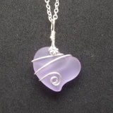 Handmade in Hawaii, "Magical Color Changing" Wire Wrapped purple Heart sea glass necklace, Mother's Day Gift, Hawaii Gift Wrapped.