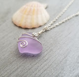 Handmade in Hawaii, "Magical Color Changing" Wire Wrapped purple Heart sea glass necklace, Mother's Day Gift, Hawaii Gift Wrapped.