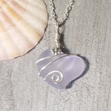 Handmade in Hawaii, "Magical Color Changing" Wire Wrapped purple Heart sea glass necklace, Mother's Day Gift, Hawaii Gift Wrapped.