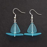 Hawaiian Jewelry Sea Glass Earrings, Sailboat Turquoise Earrings Blue Earrings, Beach Jewelry Birthday Gift (December Birthstone Jewelry)