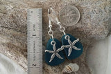 Hawaiian Jewelry Sea Glass Earrings, Twin Starfish Earrings Teal Earrings, Beach Jewelry For Women, Unique Earrings Ocean Sea Glass Jewelry