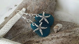 Hawaiian Jewelry Sea Glass Earrings, Twin Starfish Earrings Teal Earrings, Beach Jewelry For Women, Unique Earrings Ocean Sea Glass Jewelry