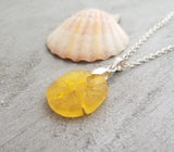 Hawaiian Jewelry Sea Glass Necklace, Yellow Necklace Sand Dollar Necklace, Sea Glass Jewelry Birthday Gift (November Birthstone Jewelry)