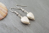 Hawaiian Jewelry Pearl Unique Earrings, Natural Pearl Heart Earrings, Beach Jewelry Birthday Gift For Women (June Birthstone Jewelry Gift)