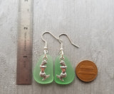 Hawaiian Jewelry Sea Glass Earrings, Twin Mermaid Earrings Peridot Green Earrings, Sea Glass Jewelry Birthday Gift (August Birthstone Gift)