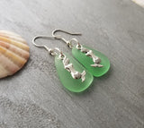 Hawaiian Jewelry Sea Glass Earrings, Twin Mermaid Earrings Peridot Green Earrings, Sea Glass Jewelry Birthday Gift (August Birthstone Gift)