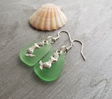 Hawaiian Jewelry Sea Glass Earrings, Twin Mermaid Earrings Peridot Green Earrings, Sea Glass Jewelry Birthday Gift (August Birthstone Gift)