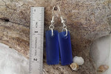 Hawaiian Jewelry Sea Glass Earrings, Rectangle Minimalist Earrings Cobalt Earrings, Sea Glass Jewelry Birthday Gift (September Birthstone)