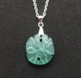 Hawaiian Jewelry Sea Glass Necklace, Sand Dollar Aquamarine Necklace, Unique Sea Glass Jewelry Beach Jewelry (March Birthstone Jewelry Gift)