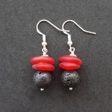 Hawaii Volcanic Eruption with "Lava and Fire" jewelry,  Lava Rock and Red Sea Glass Earrings, FREE gift wrap, FREE Gift Message