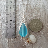 Hawaiian Jewelry Sea Glass Necklace, Braided Turquoise Necklace Blue Necklace Teardrop Necklace, Sea Glass Jewelry(December Birthstone Gift)