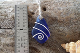 Hawaiian Jewelry Sea Glass Necklace, Wire Cobalt Blue Necklace, Sea Glass Jewelry For Women Birthday Gift (September Birthstone Jewelry)