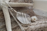 Hawaiian Jewelry Sea Glass Necklace, Wire Crystal Necklace, Sea Glass Jewelry Beach Jewelry Birthday Gift For Her (April Birthstone Jewelry)