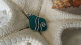 Hawaiian Jewelry Sea Glass Necklace, Unique Wire Wrapped Necklace Teal Necklace Handmade Necklace Beach Jewelry Sea Glass Jewelry For Women