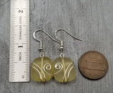 Hawaiian Jewelry Sea Glass Earrings, Wire Wrapped Yellow Earrings, Sea Glass Jewelry Birthday Gift (November Birthstone Jewelry)