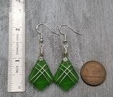 Hawaiian Jewelry Sea Glass Earrings, Wire Cross Emerald Green Earrings, Beach Sea Glass Jewelry Unique Earrings(May Birthstone Jewelry Gift)
