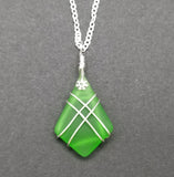 Hawaiian Jewelry Sea Glass Necklace, Wire Cross Necklace Emerald Green Necklace, Unique Beach Jewelry (May Birthstone Jewelry)