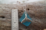 Handmade in Hawaii, Blue sea glass necklace,Whole tail  charm. gift box, Mother's Day Gifts.sea glass jewelry