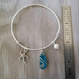 Hawaiian Jewelry Sea Glass Bracelet, Teal Bracelet Pearl Starfish Bracelet Sea Glass Jewelry For Women, Beach Bracelet For Beachy Girls