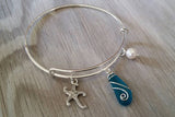 Hawaiian Jewelry Sea Glass Bracelet, Teal Bracelet Pearl Starfish Bracelet Sea Glass Jewelry For Women, Beach Bracelet For Beachy Girls