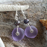 Handmade in Hawaii, "Magical Color Changing" Purple sea glass earrings