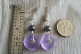 Handmade in Hawaii, "Magical Color Changing" Purple sea glass earrings