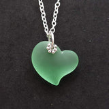 Hawaiian Jewelry Sea Glass Necklace, Peridot Necklace Green Necklace Heart necklace, Sea Glass Jewelry Birthday Gift (August Birthstone)