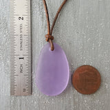 Hawaiian Jewelry Sea Glass Necklace, "Magical Color Changing" Purple Necklace Leather Cord Necklace, Unisex Jewelry (February Birthstone)