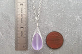 Hawaiian Jewelry Sea Glass Necklace, Braided "Magical Color Changing" Purple Necklace Teardrop Neckace, Beach Jewelry (February Birthstone)