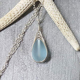 Hawaiian Jewelry Sea Glass Necklace, Braided "Magical Color Changing" Purple Necklace Teardrop Neckace, Beach Jewelry (February Birthstone)