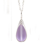 Hawaiian Jewelry Sea Glass Necklace, Braided "Magical Color Changing" Purple Necklace Teardrop Neckace, Beach Jewelry (February Birthstone)