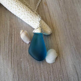 Handmade in Hawaii, wire wrapped Teal blue sea glass necklace,  gift box, sea glass necklace, Birthday Gifts for Women