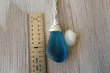 Handmade in Hawaii, wire wrapped Teal blue sea glass necklace,  gift box, sea glass necklace, Birthday Gifts for Women