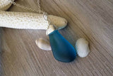 Handmade in Hawaii, wire wrapped Teal blue sea glass necklace,  gift box, sea glass necklace, Birthday Gifts for Women