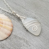 Hawaiian Jewelry Sea Glass Necklace, Wire Moonstone Necklace, Sea Glass Jewelry Beach Jewelry Unique Birthday Gift (June Birthstone Jewelry)