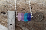 Made in Hawaii, Pink purple  blue cobalt sea glass necklace ,Beach glass necklace,  gift box, Beach jewelry gift.