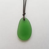 Hawaiian Jewelry Sea Glass Necklace, Emerald Necklace Green Necklace, Leather Cord Necklace, Sea Glass Jewelry(May Birthstone Jewelry Gift)