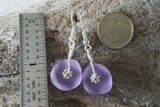Handmade in Hawaii, purple sea glass earrings,   gift box.beach glass jewelry.sea glass earrings.sea glass jewelry.